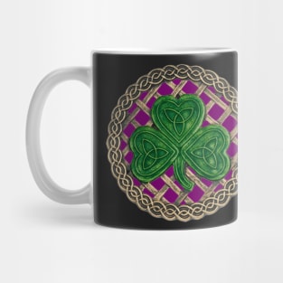 Celtic Knot Shamrock Purple Background Mug